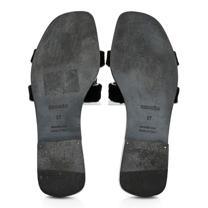 Hermes Mink Fur Oran Sandals 37 Black 5 of 14