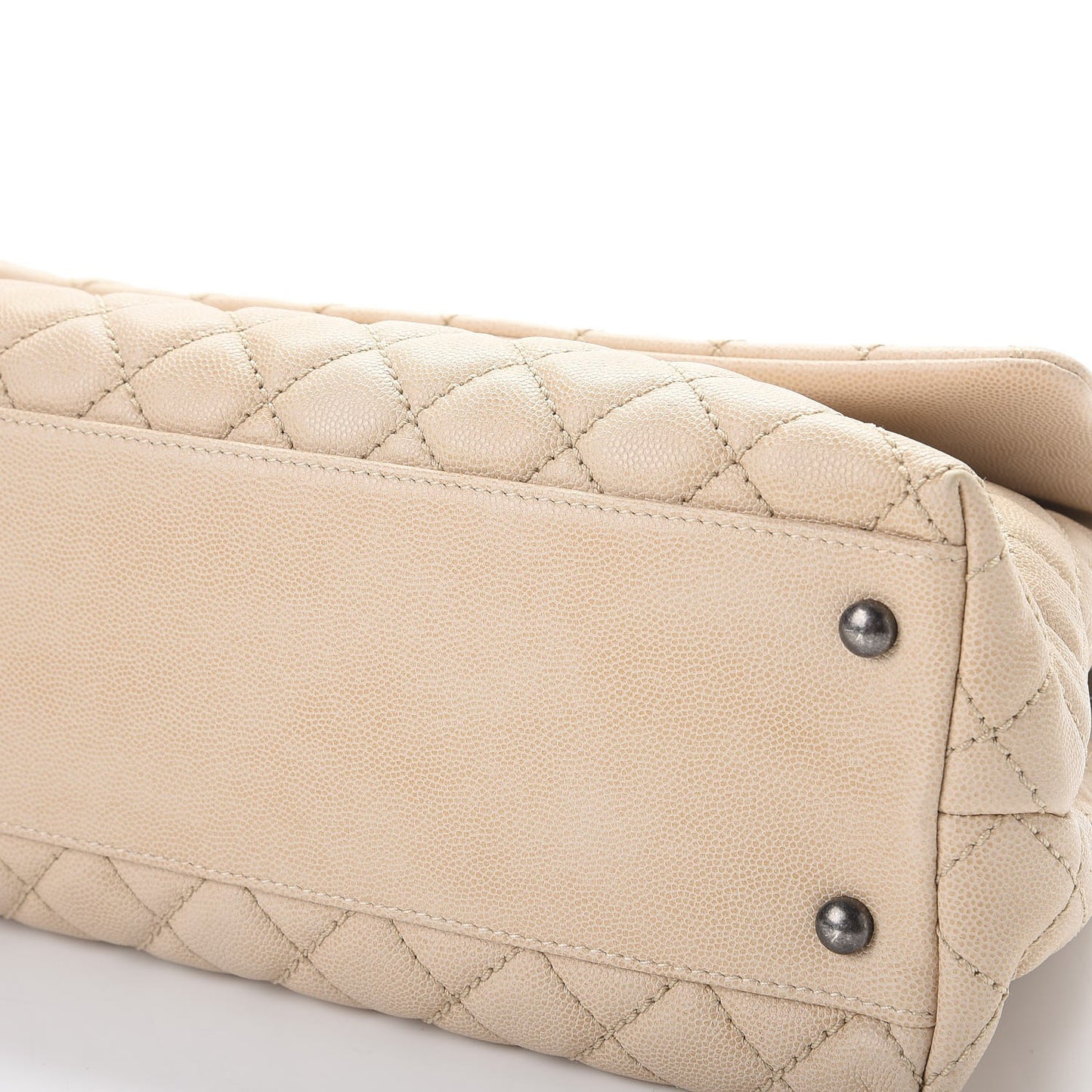 Caviar Quilted Medium Coco Handle Flap Light Beige