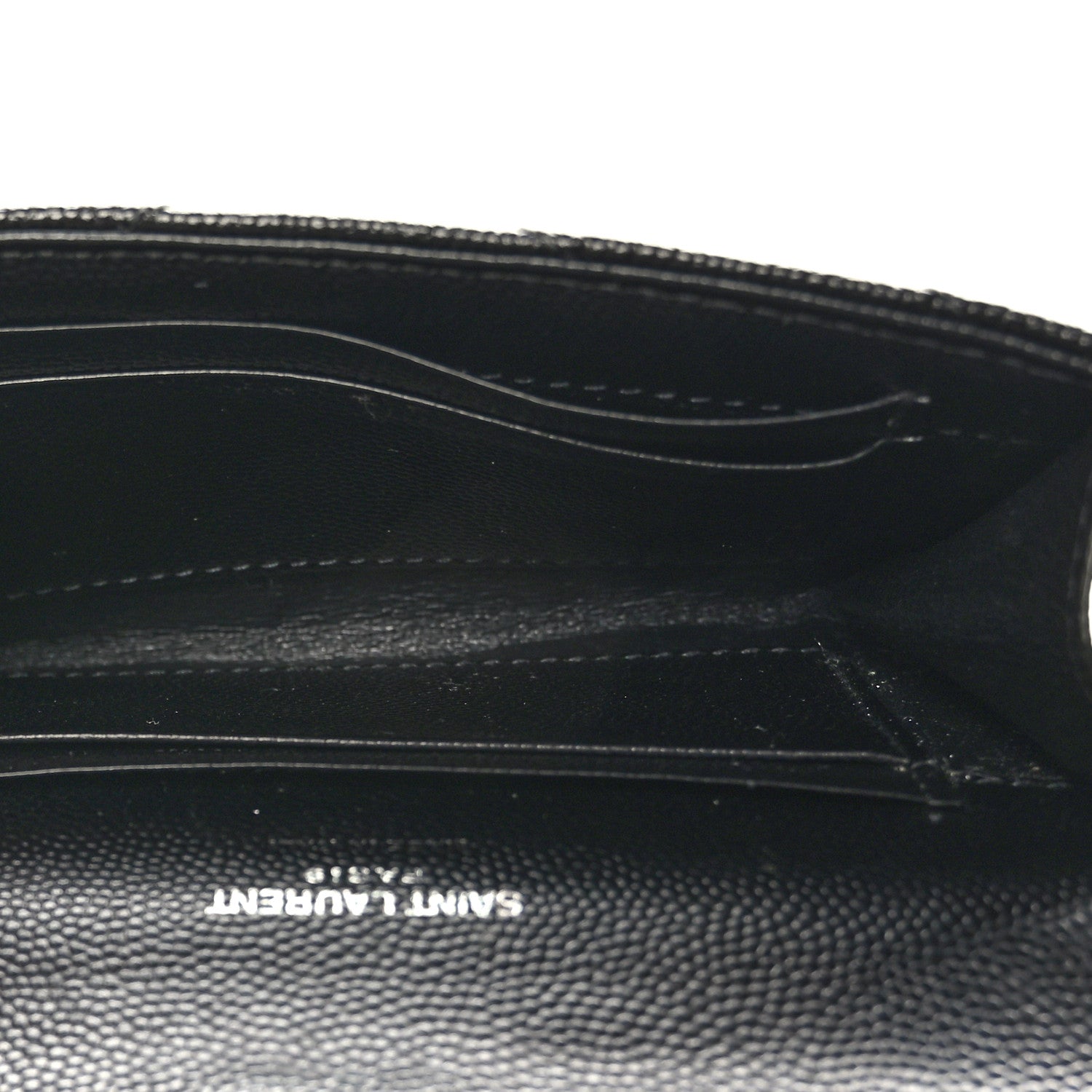 Saint Laurent Grain De Poudre Matelasse Chevron Small Monogram Envelope Wallet Black 5 of 8
