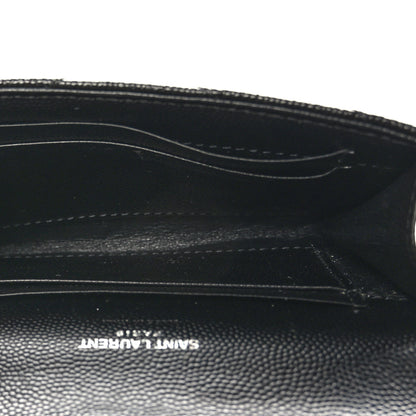 Saint Laurent Grain De Poudre Matelasse Chevron Small Monogram Envelope Wallet Black 5 of 8