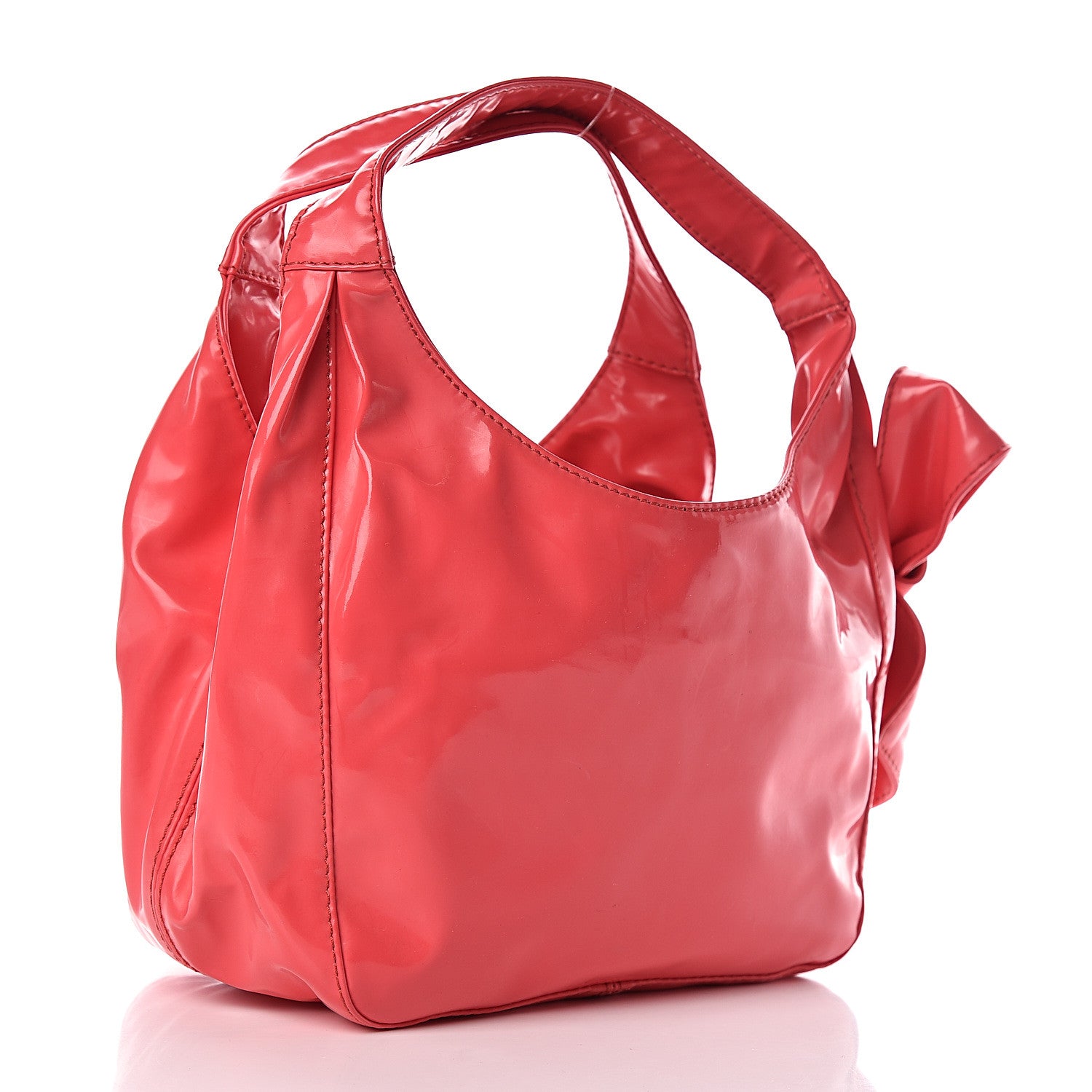 Valentino Garavani Patent Lacca Nuage Bow Hobo Pink 3 of 9