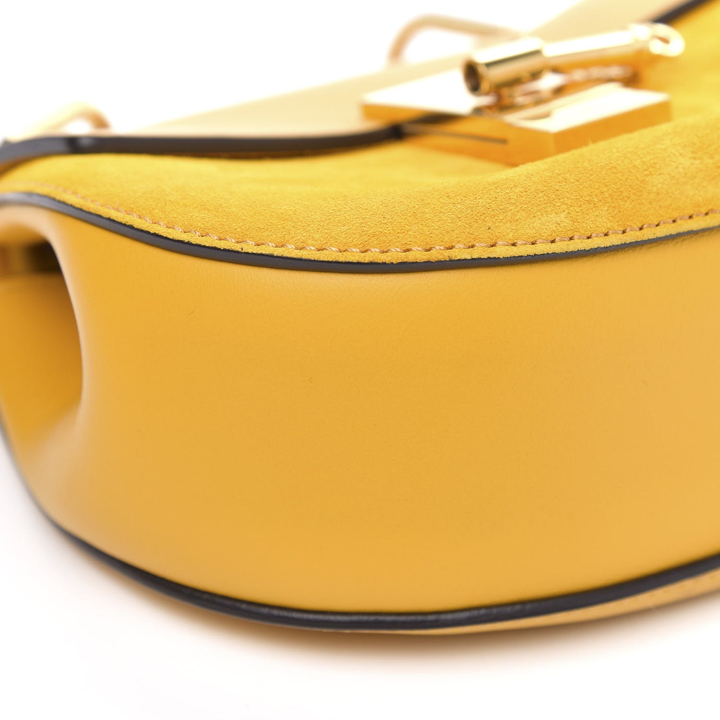Suede Smooth Calfskin Mini Drew Shoulder Bag Mustard