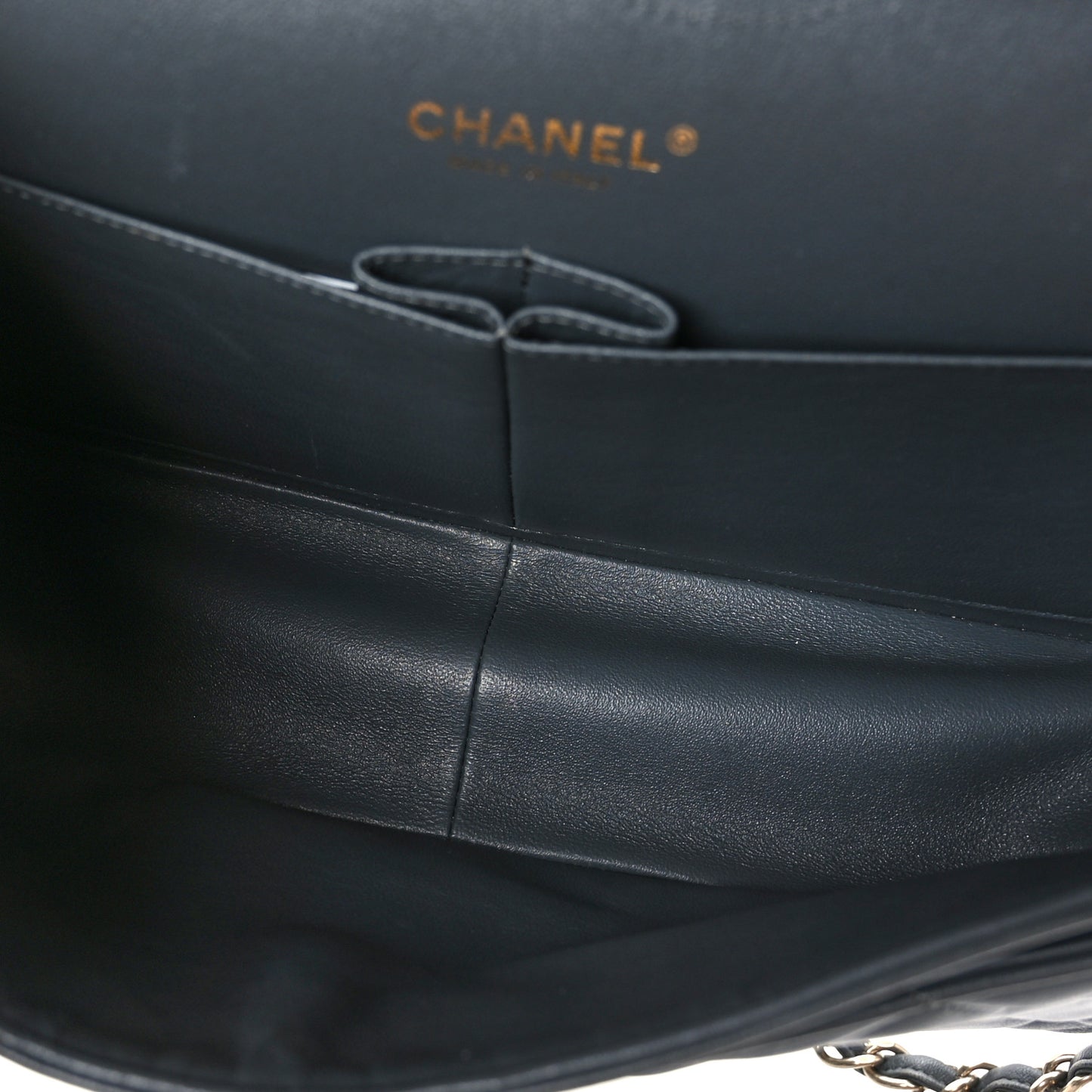Lambskin Quilted Jumbo Double Flap Charcoal Grey