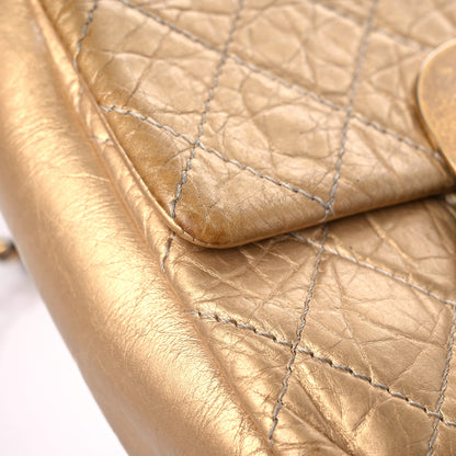 Chanel Metallic Aged Calfskin Quilted CC Square Flap Light Gold 21 of 33