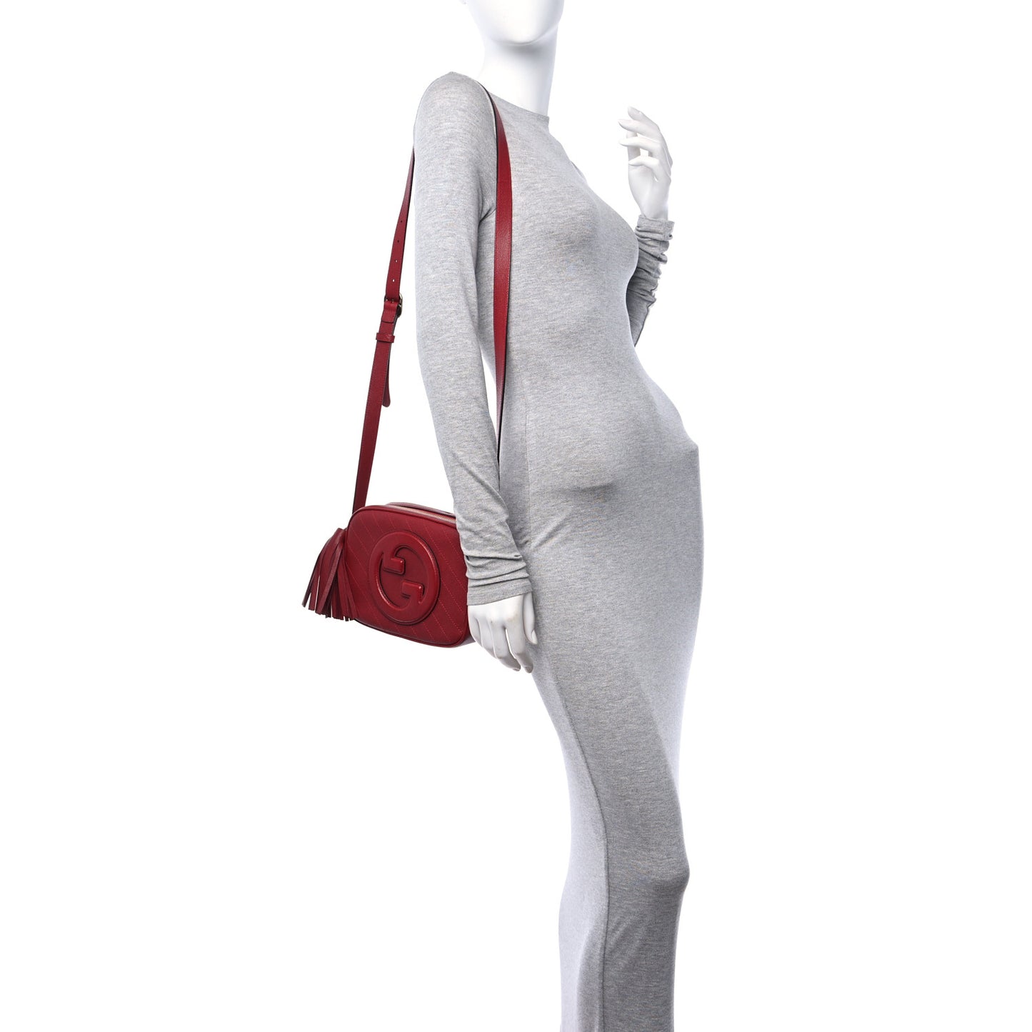 Sakai Be Green Calfskin Diagonal Stitched Small Blondie Shoulder Bag Rosso