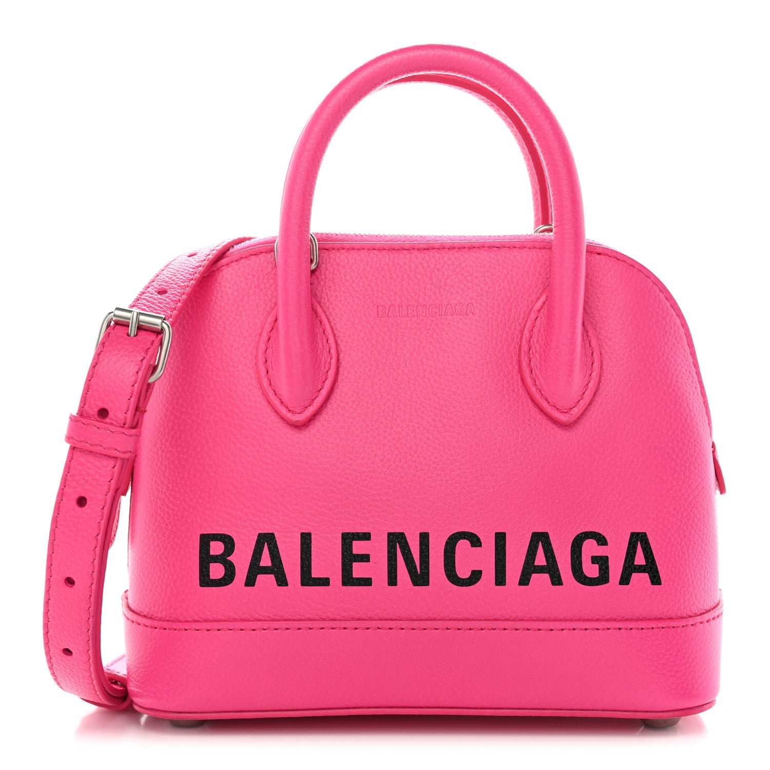 Balenciaga Signature Grained Calfskin Logo XXS Ville Top Handle Bag Fuchsia 1 of 10