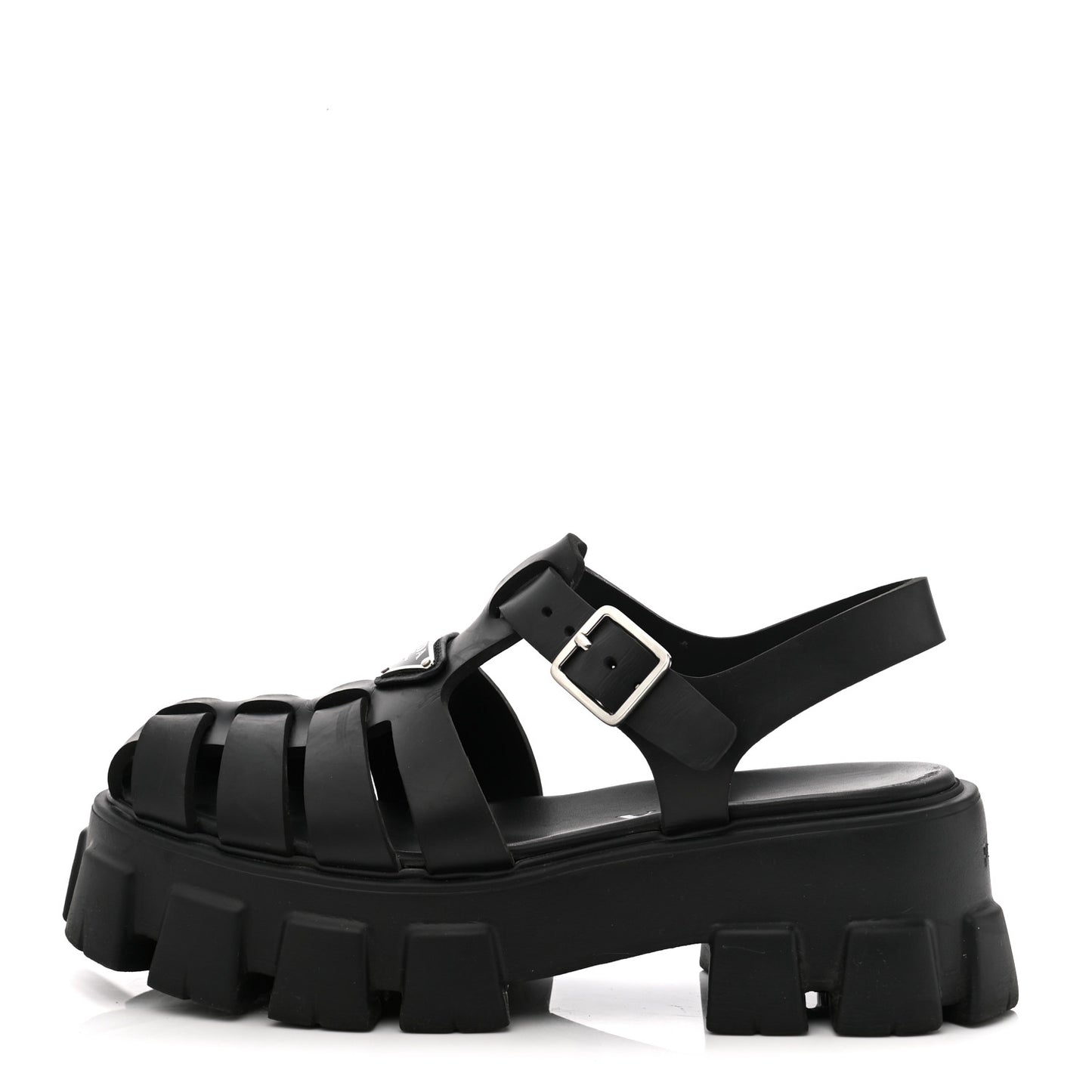 Foam Rubber Triangle Logo Monolith 55mm Cage Sandals 38 Black