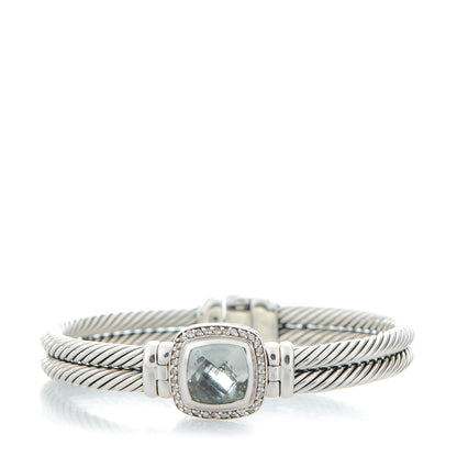 David Yurman Sterling Diamond Prasiolite 10mm Albion Cable Bracelet 1 of 5