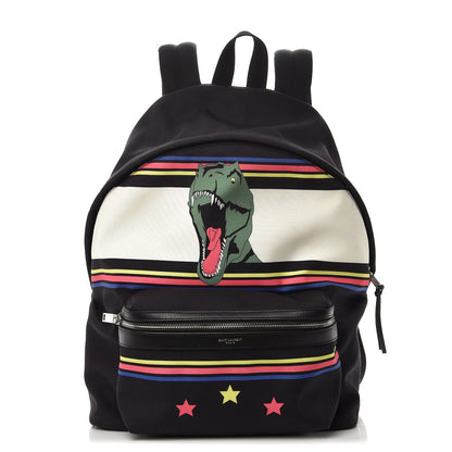 Saint Laurent Nylon Twill Dinosaur Print City Backpack Black Multicolor 1 of 16