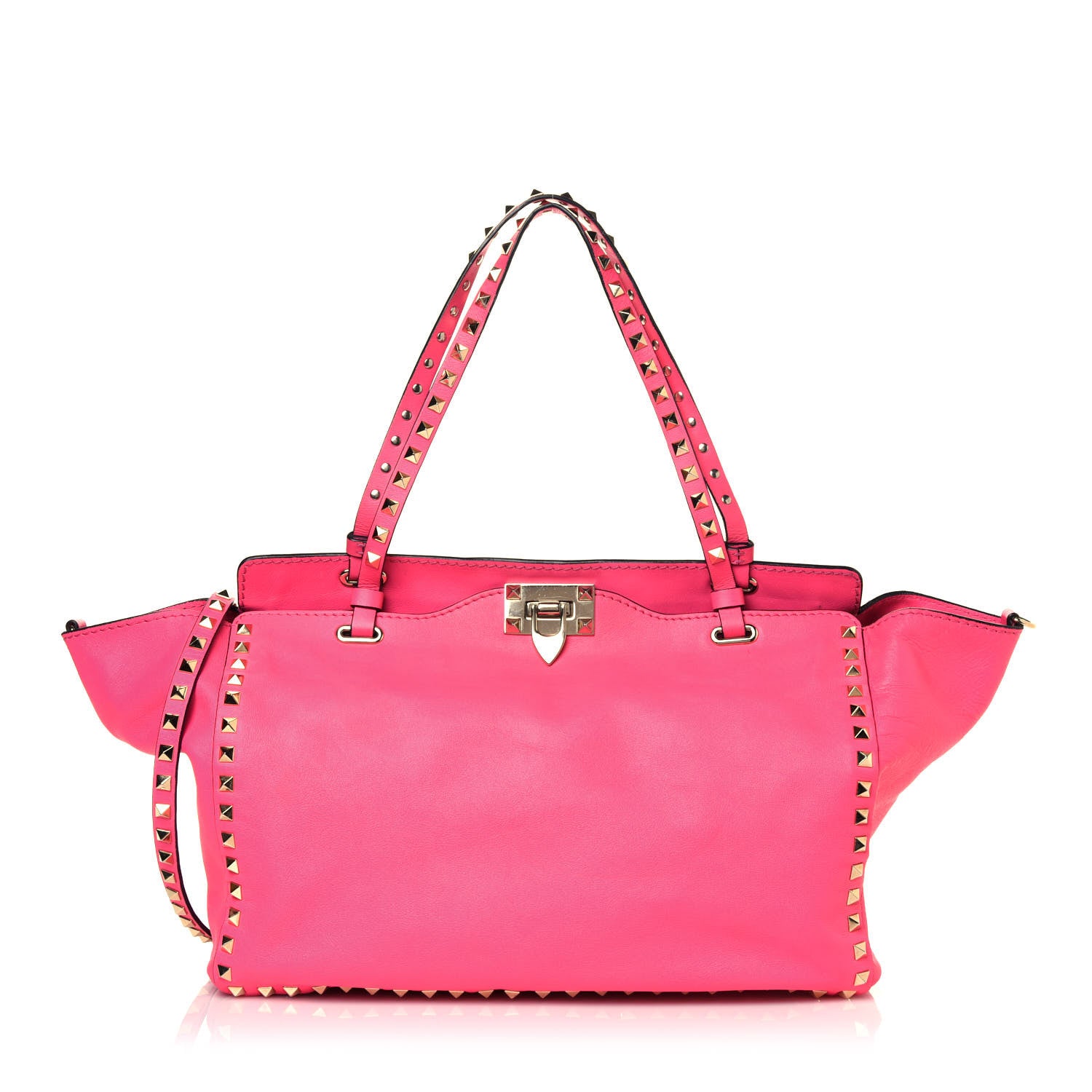 Valentino Garavani Vitello Medium Rockstud Tote Fuxia Fluo 1 of 19