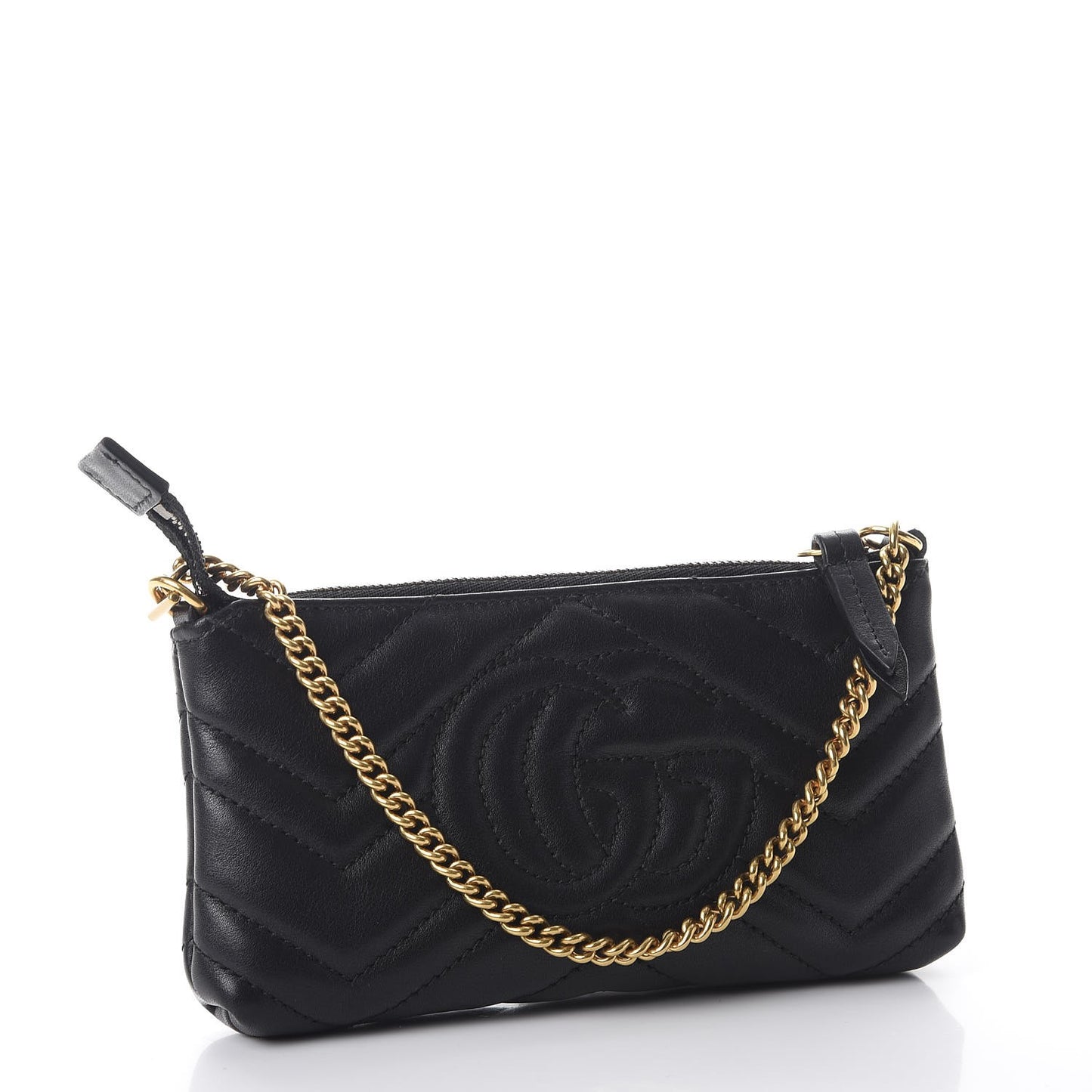Calfskin Matelasse Mini GG Marmont Chain Bag Black