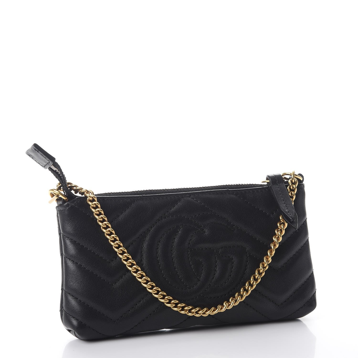 Gucci Calfskin Matelasse Mini GG Marmont Chain Bag Black 3 of 8