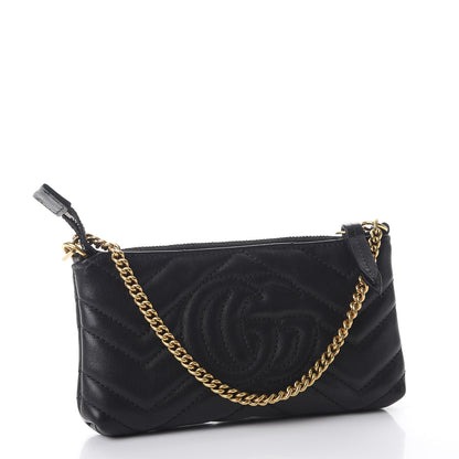 Gucci Calfskin Matelasse Mini GG Marmont Chain Bag Black 3 of 8