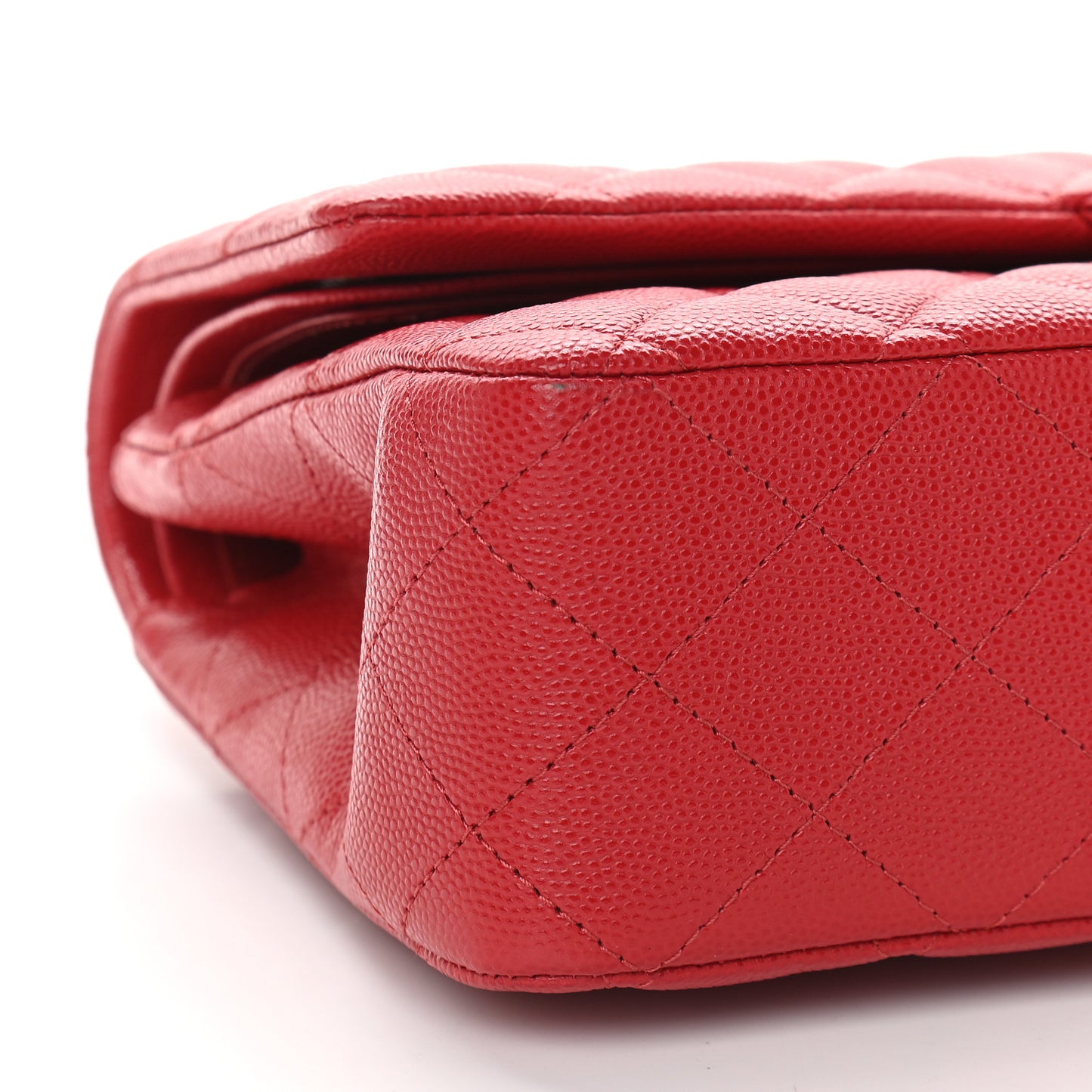 Caviar Quilted Medium Double Flap Red