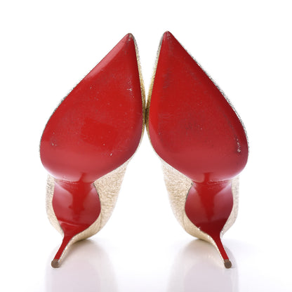 Christian Louboutin Metallic Crinkled Nappa Pigalle Follies 100 Pumps 38.5 Platine 7 of 7