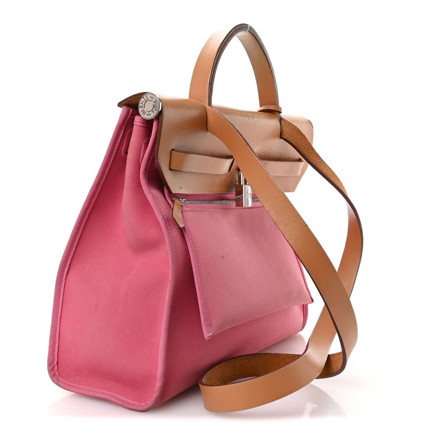 Hermes Vache Hunter Toile Herbag Zip 31 PM Rose Lipstick Natural 4 of 13