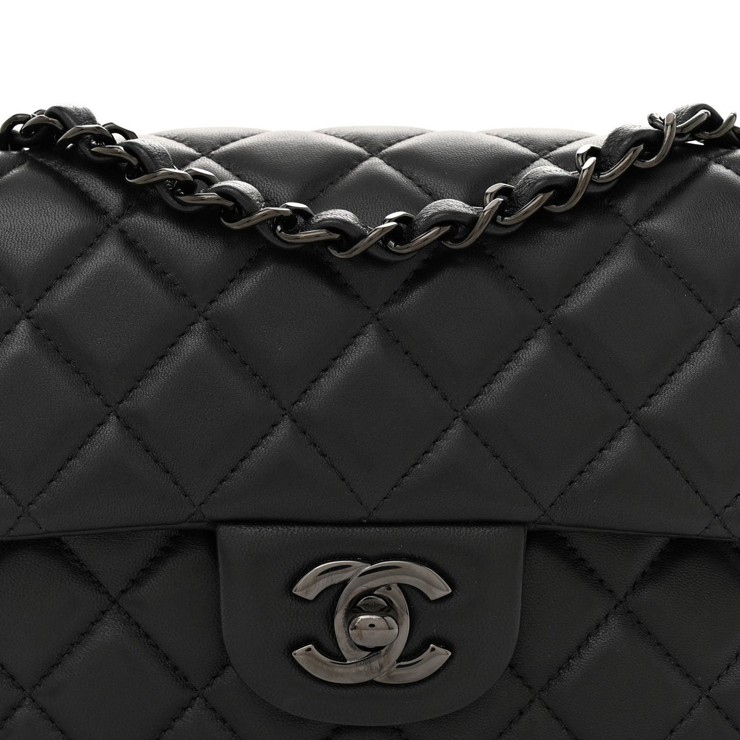 Lambskin Quilted Mini Rectangular Flap So Black