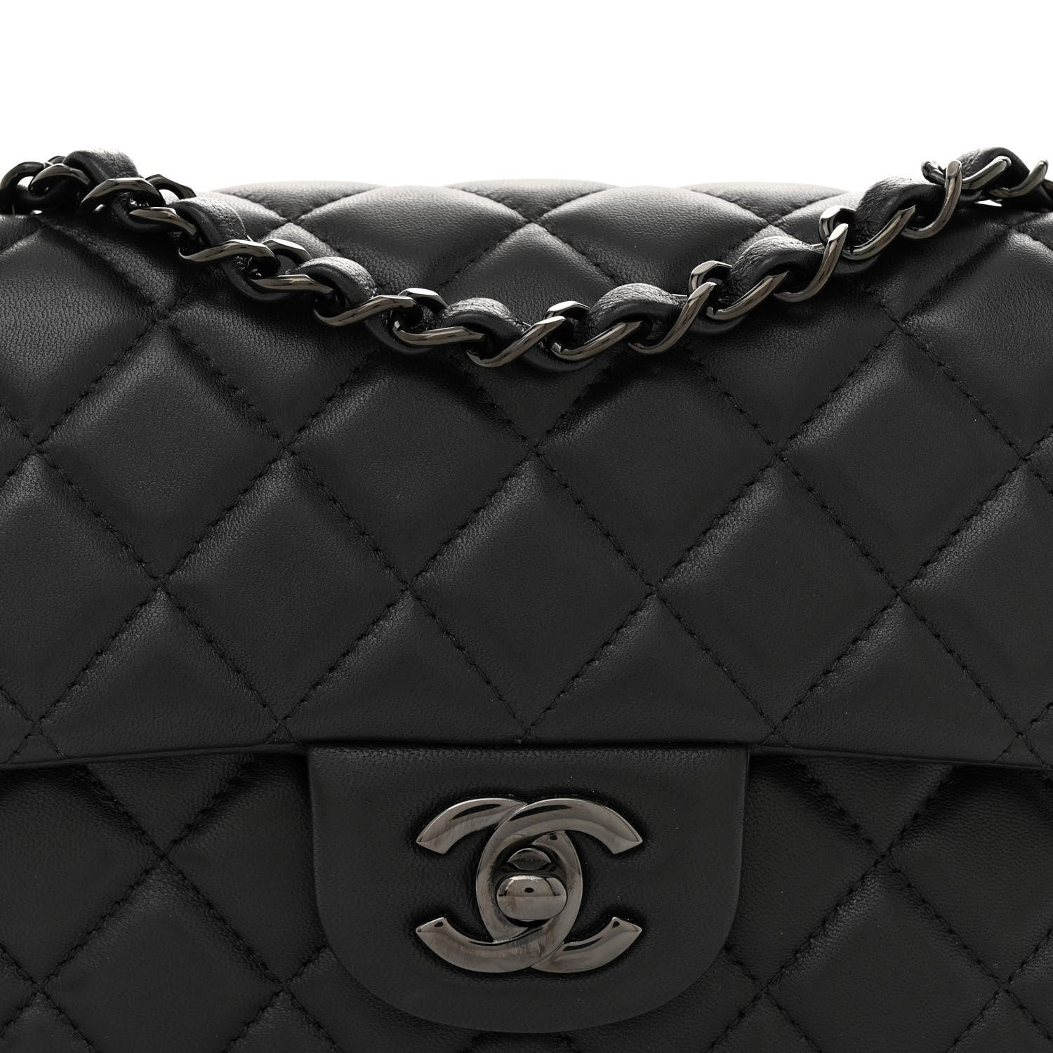 Chanel Lambskin Quilted Mini Rectangular Flap So Black 8 of 12
