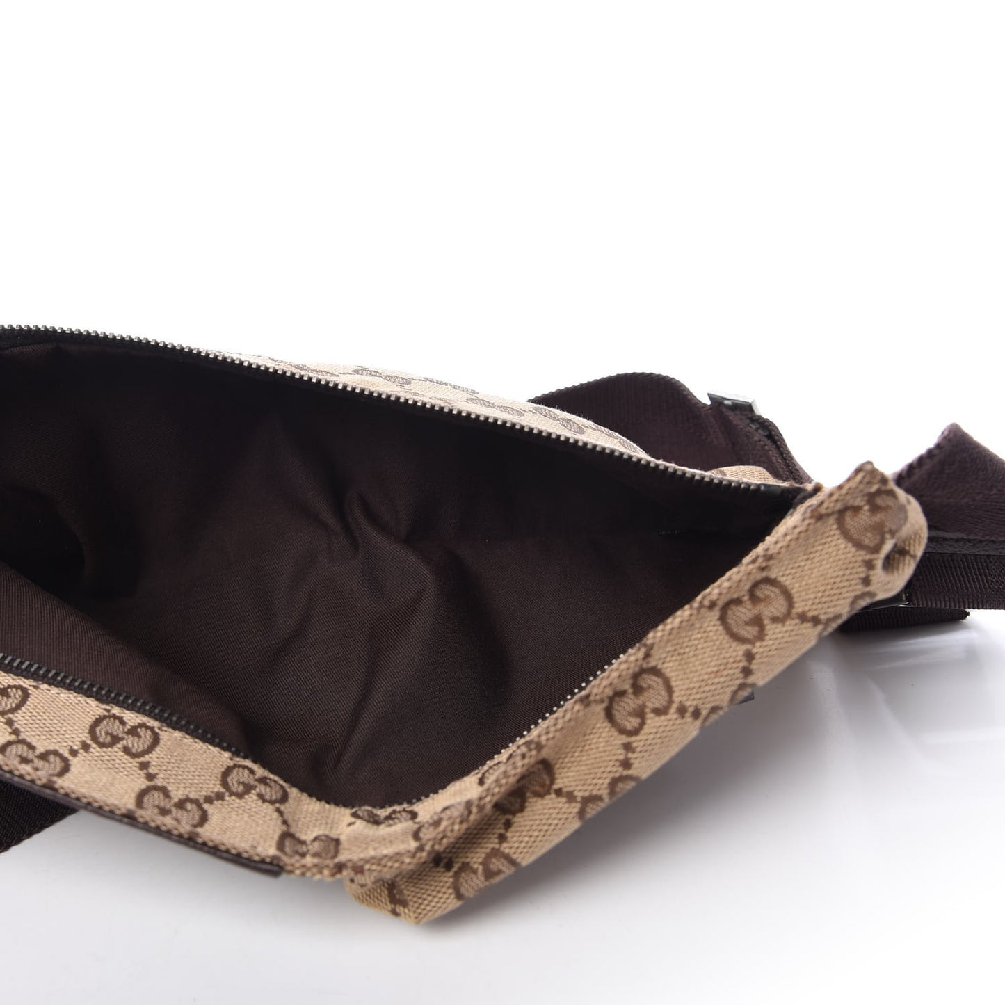 GG Monogram Double Pocket Belt Bag Dark Brown