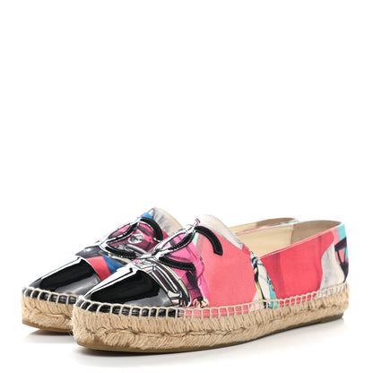 Chanel Fabric Patent CC Espadrilles 37 Multicolor Black 3 of 12