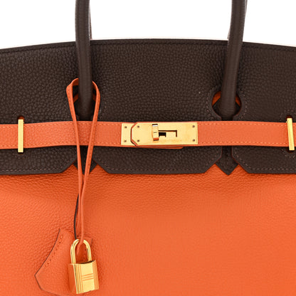 Hermes Togo Bi-Color Birkin 35 Chocolate Orange 8 of 14