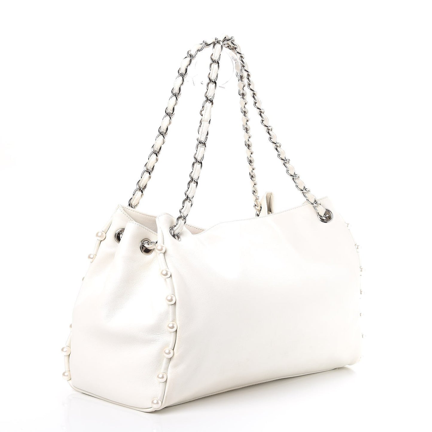 Lambskin Pearl Obsession Tote White