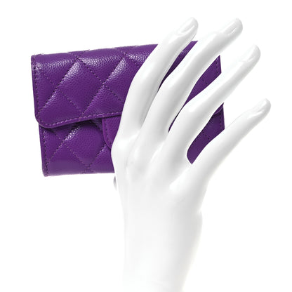 Chanel Caviar Quilted Flap Card Holder Wallet Purple 2 of 11