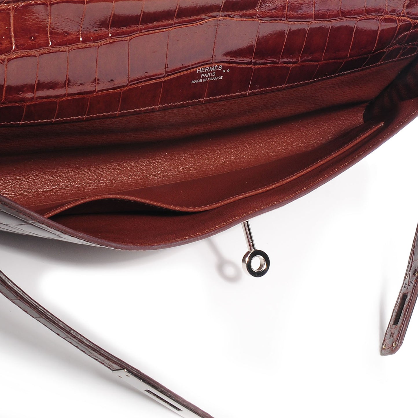 Shiny Niloticus Crocodile Kelly Cut Pochette Terre