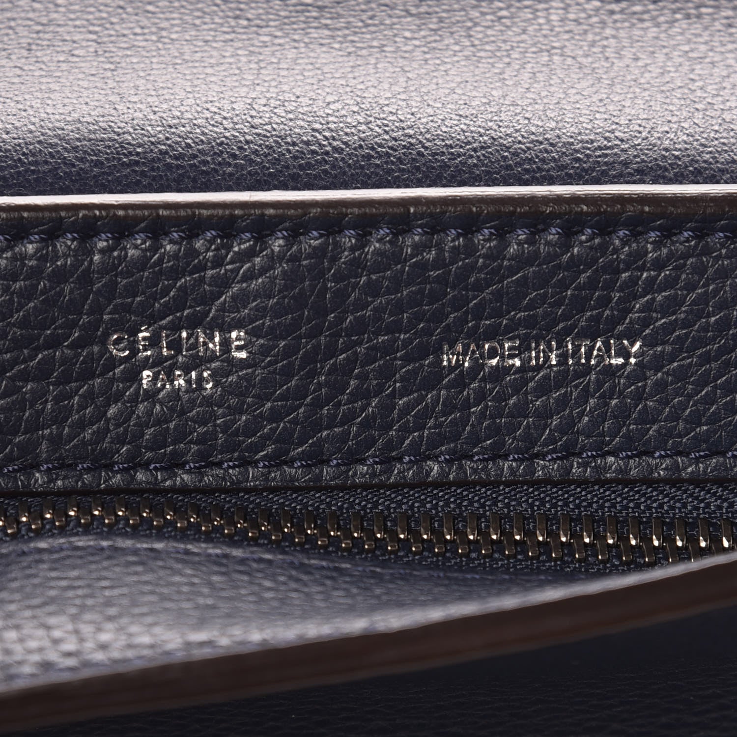 Celine Drummed Calfskin Suede Medium Trapeze Navy 7 of 9