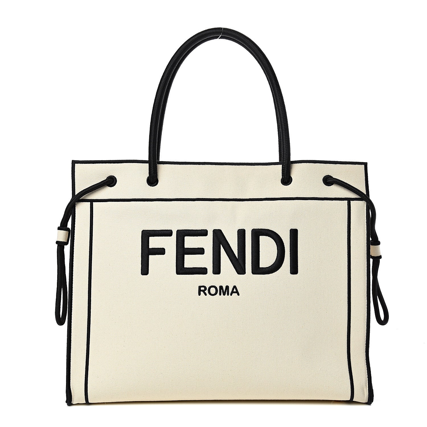 Fendi Canvas Logo Large Shopping Tote Grezzo Black 1 of 12