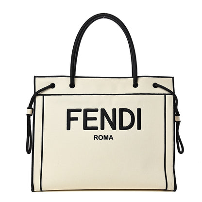 Fendi Canvas Logo Large Shopping Tote Grezzo Black 1 of 12