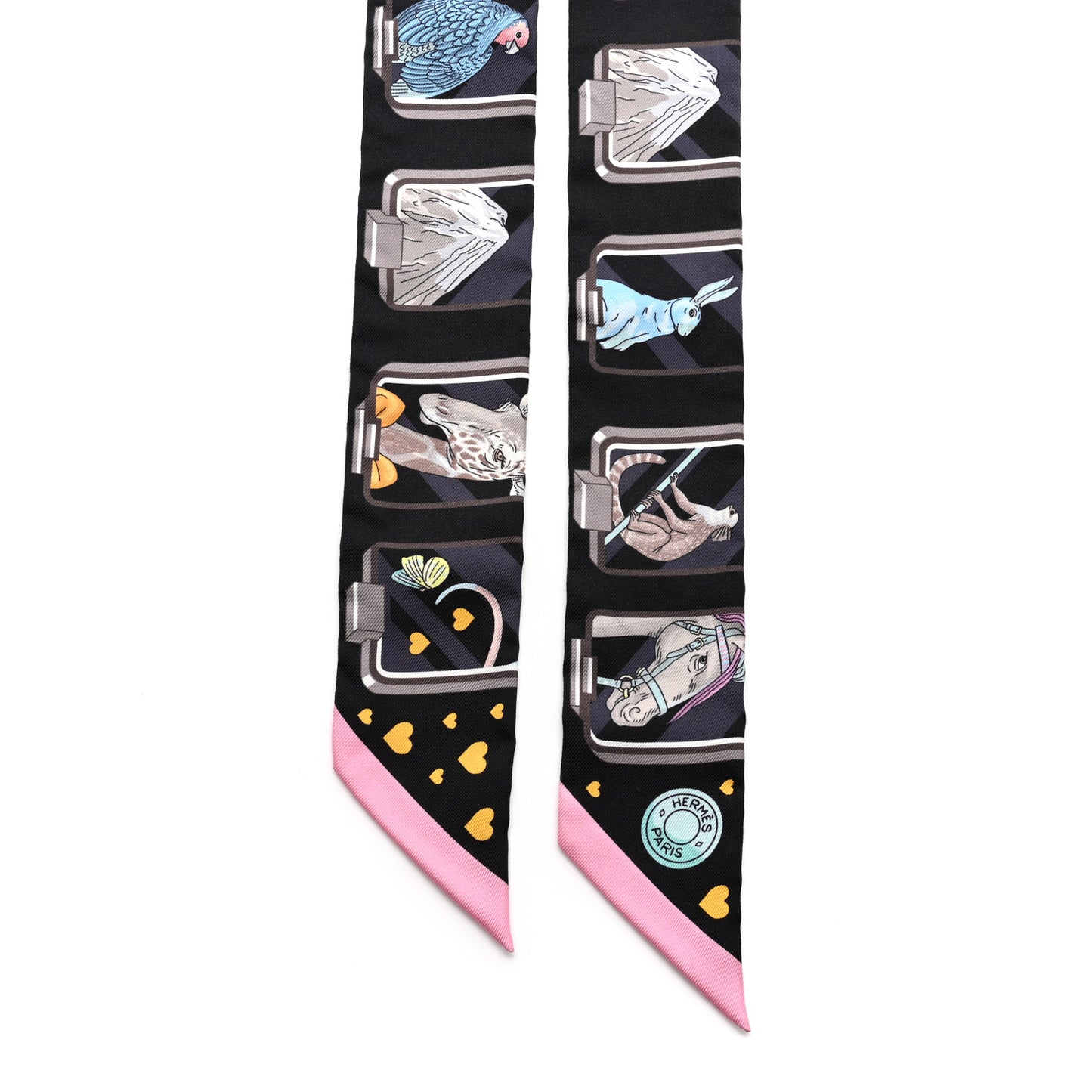 Silk Story Twilly Black Rose Gris