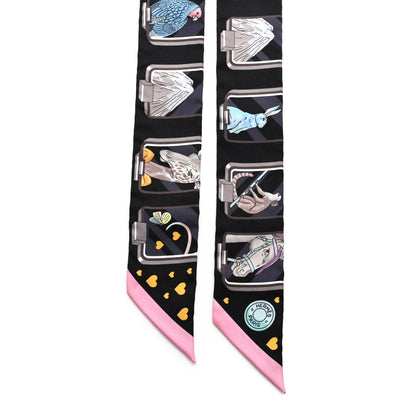 Hermes Silk Story Twilly Black Rose Gris 4 of 8
