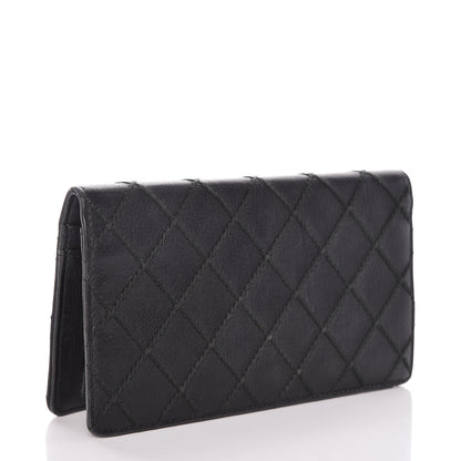 Chanel Calfskin Diamond Stitched Yen Wallet Black 3 of 14