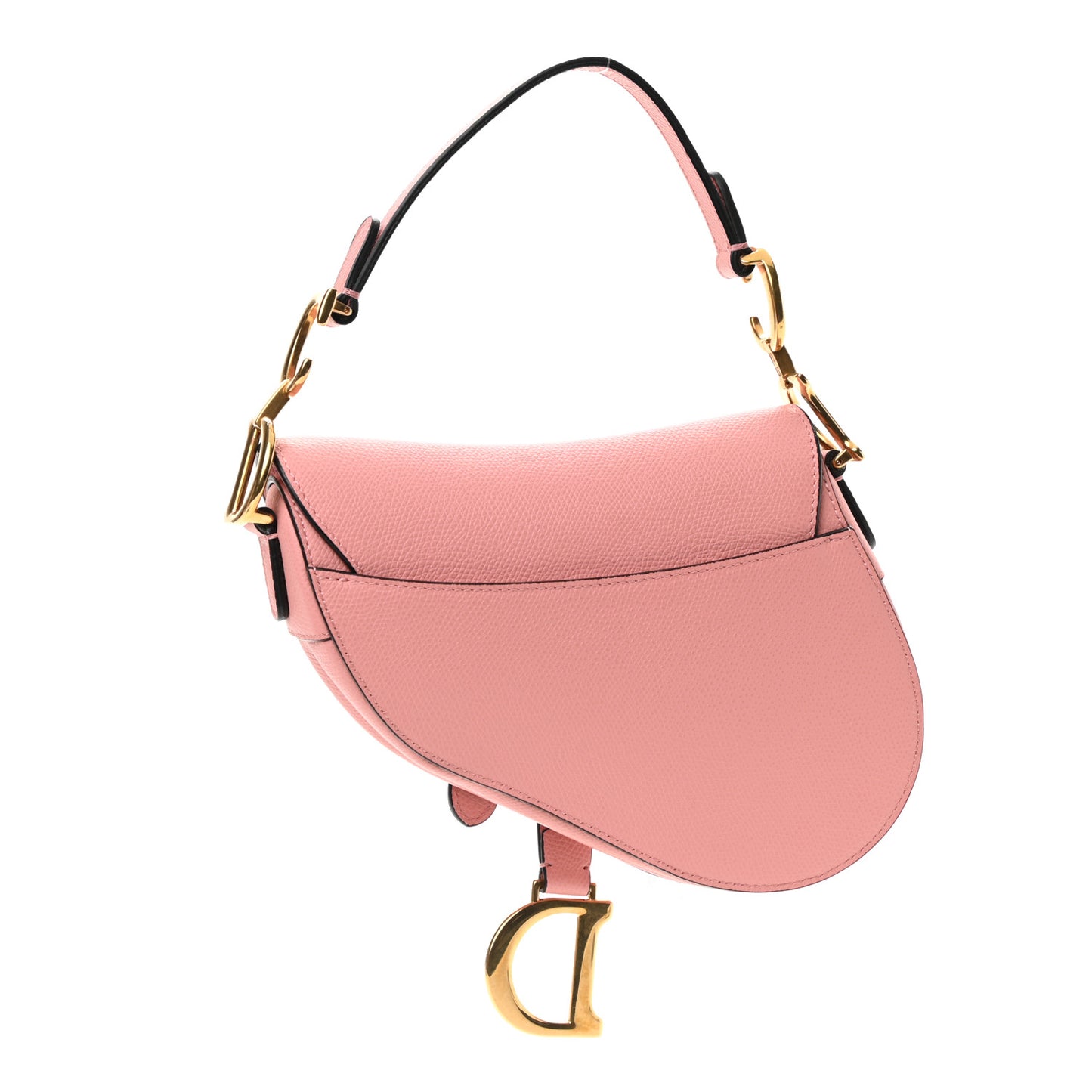 Grained Calfskin Mini Saddle Bag Pink