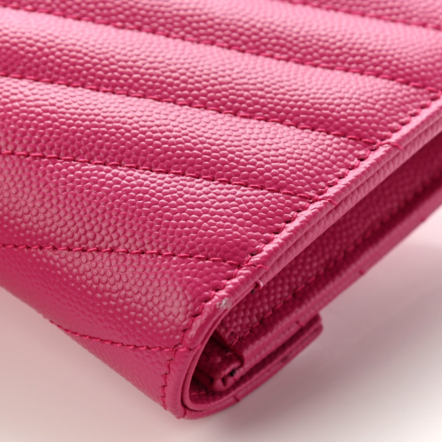 Grain De Poudre Matelasse Chevron Monogram Flap Wallet Fuxia
