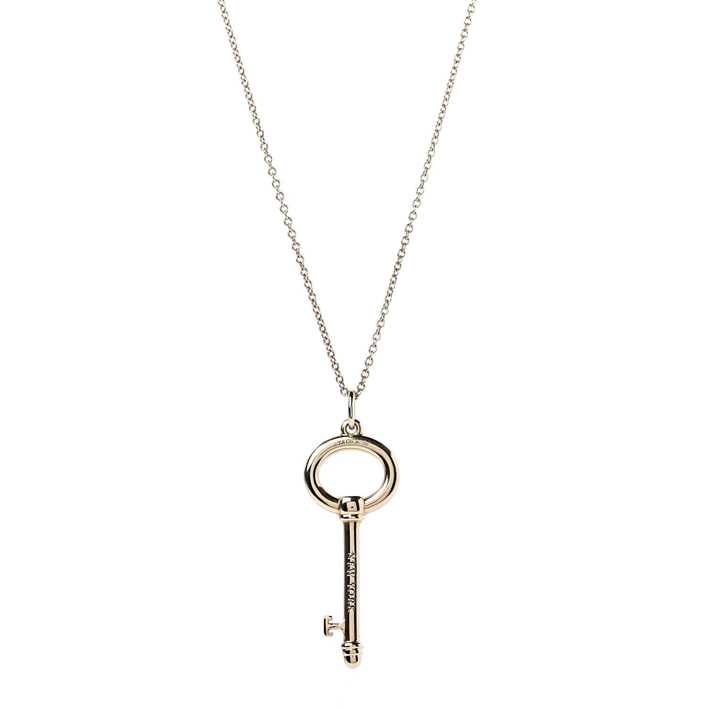 18K Yellow Gold Modern Oval Key Pendant Necklace