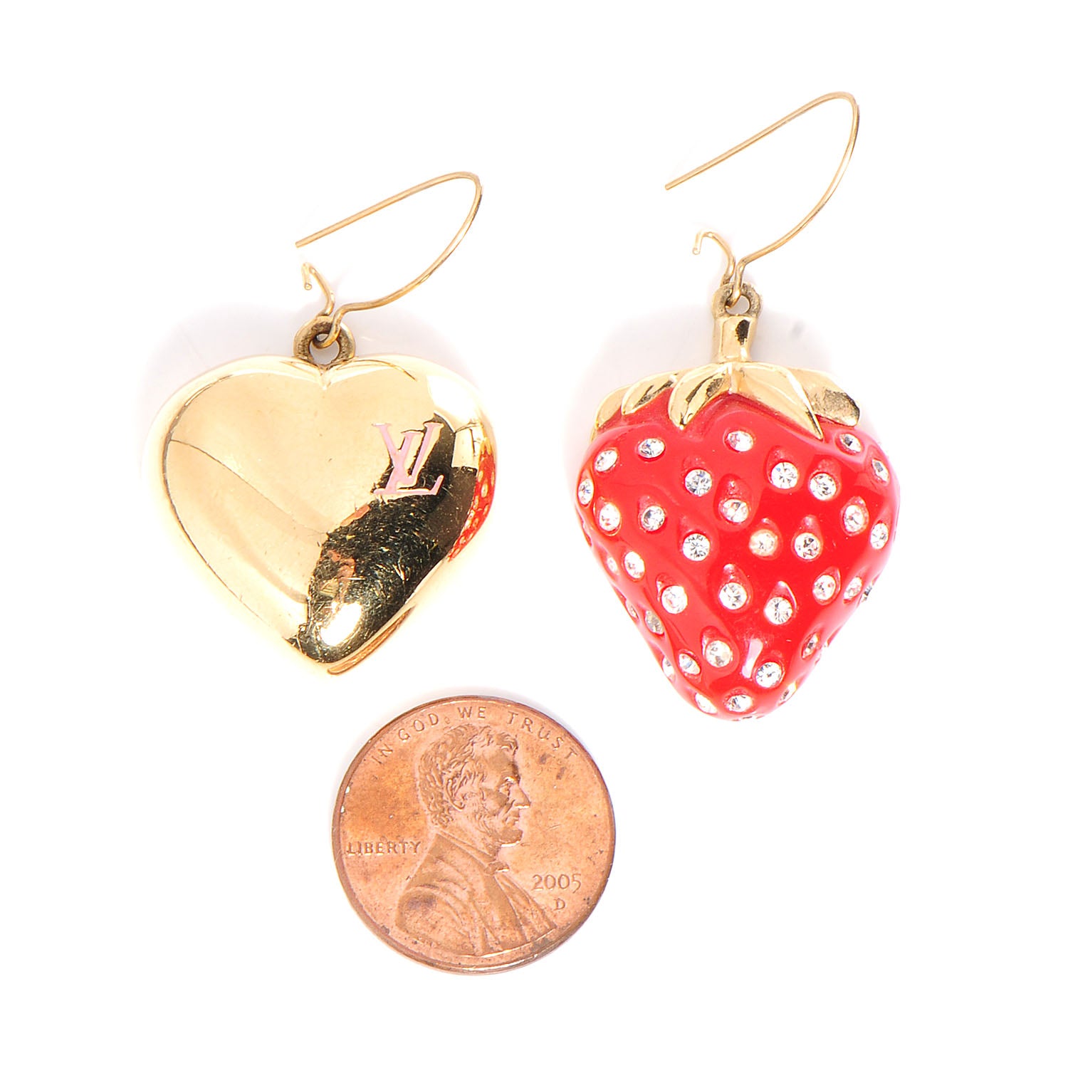 Louis Vuitton Fraises Strawberry Heart Earrings 2 of 5