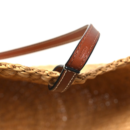 Loewe Calfskin Raffia Paulas Ibiza Small Shell Basket Tote Bag Natural Tan 7 of 10