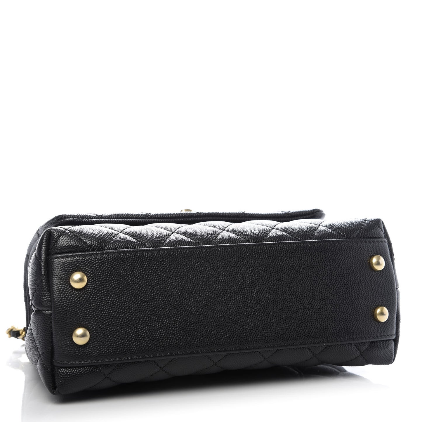 Caviar Lizard Embossed Quilted Mini Coco Handle Flap Black