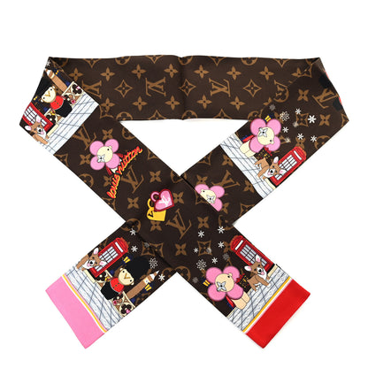 Louis Vuitton Silk Monogram 2021 London Christmas Animation Bandeau Marron 1 of 5