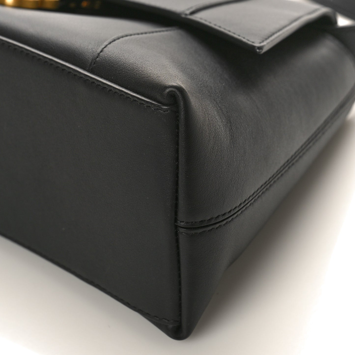 Semi Shiny Smooth Calfskin Small Downtown Shoulder Bag Black