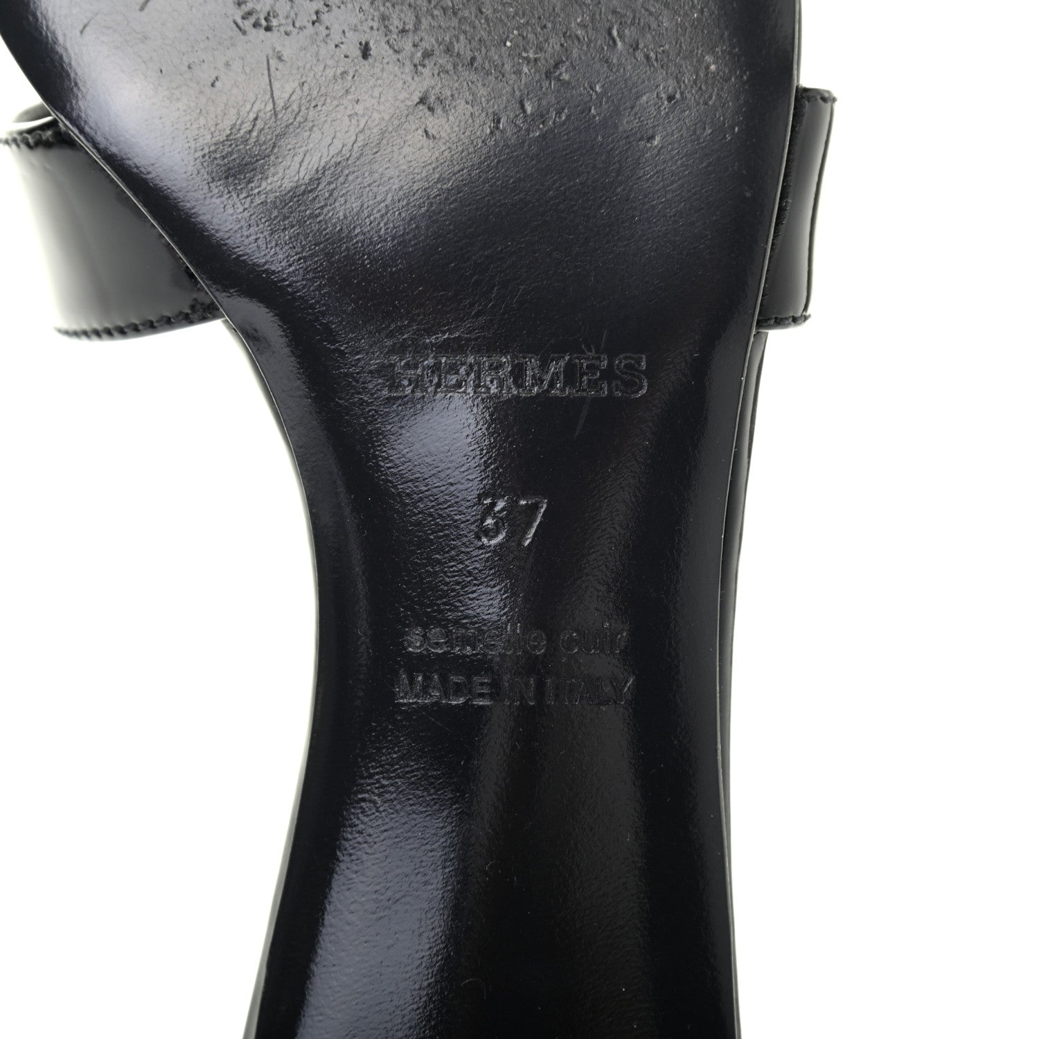 Hermes Patent Oasis Sandals 37 Black 6 of 8