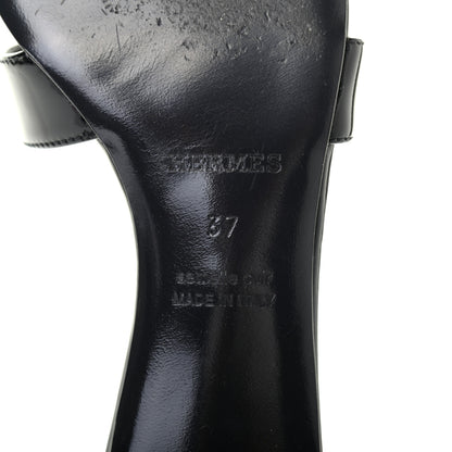 Hermes Patent Oasis Sandals 37 Black 6 of 8