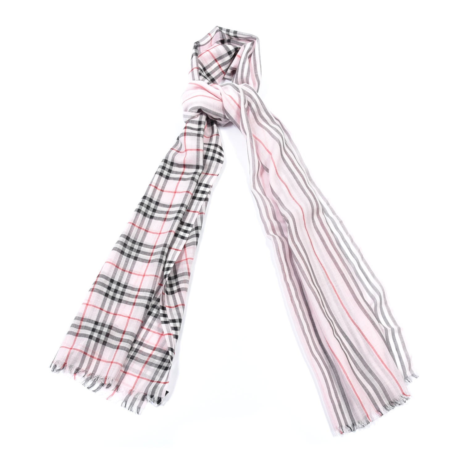 Burberry Wool Silk Gauze Vintage Check Scarf Alabaster Pink 1 of 9