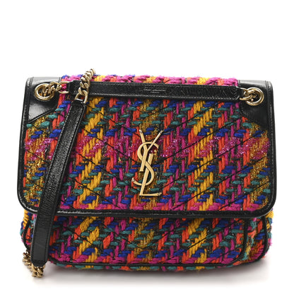 Saint Laurent Tweed Calfskin Matelasse Monogram Medium Niki Chain Satchel Multicolor 1 of 10