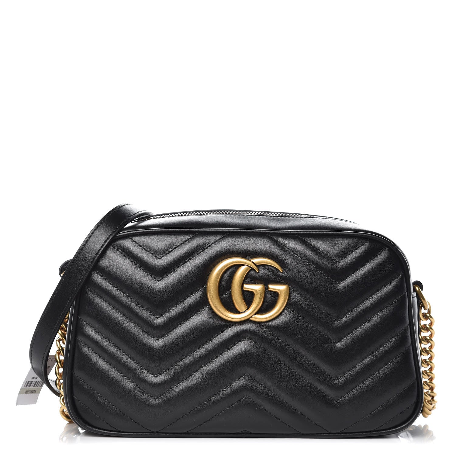 Gucci Calfskin Matelasse Small GG Marmont Chain Shoulder Bag Black 1 of 8