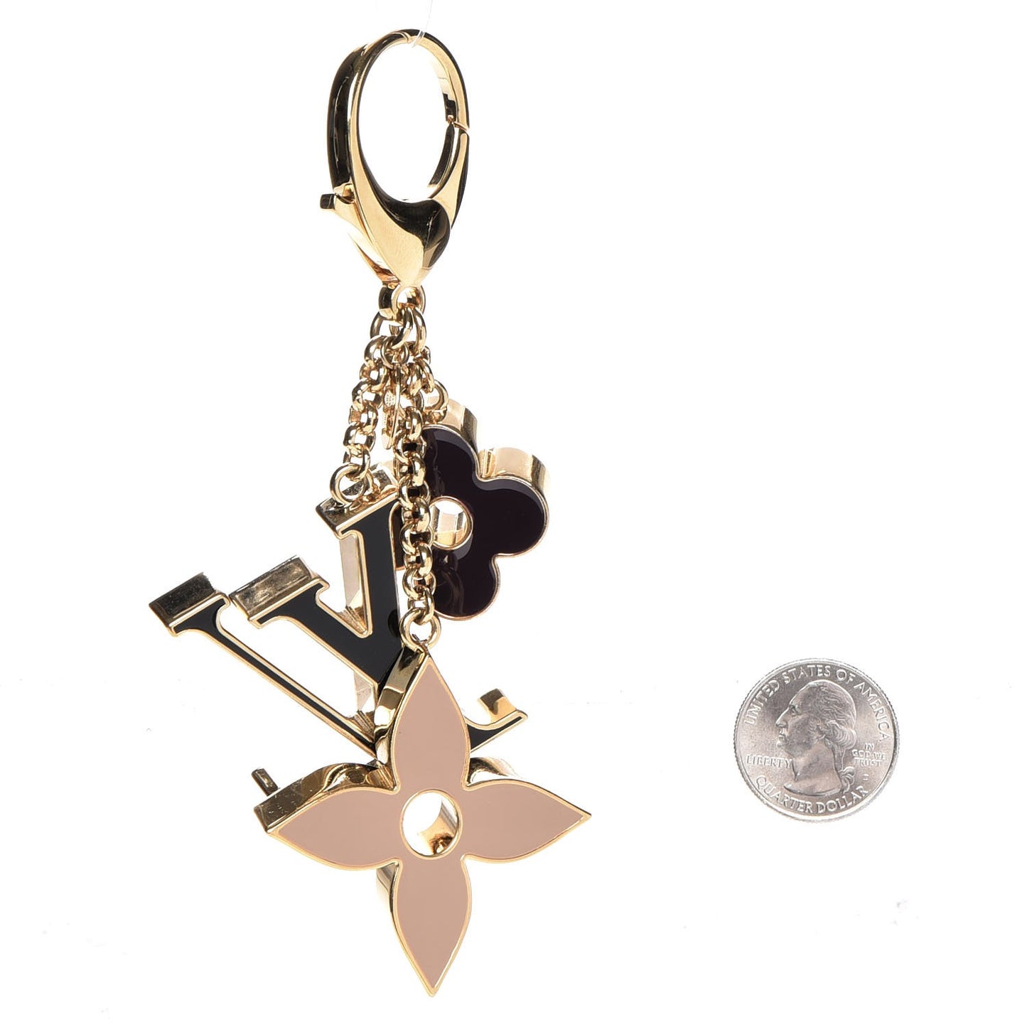 Fleur De Monogram Bag Charm Dore