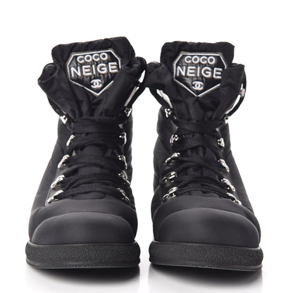 Chanel Nylon Calfskin Womens Coco Neige Short Boots 40 Black 2 of 10