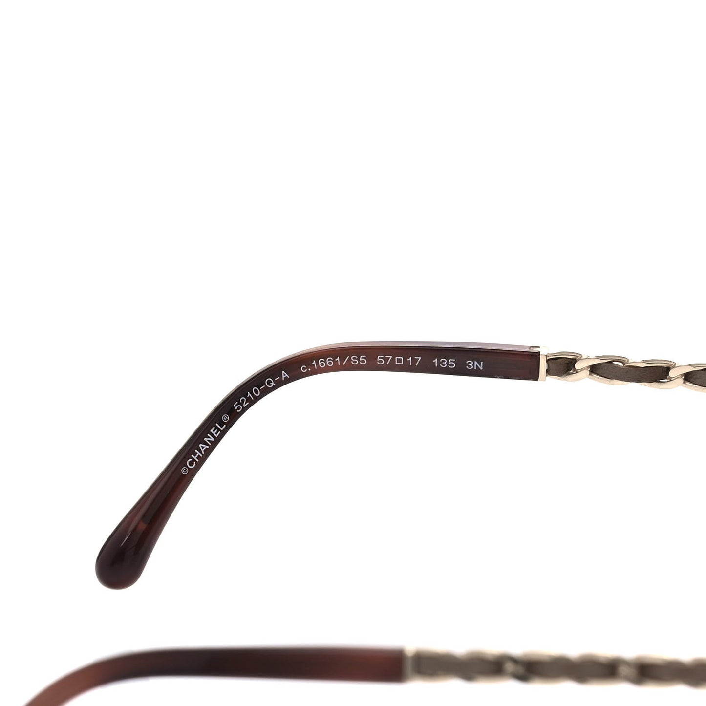 Acetate Metal Lambskin Chain Square Sunglasses 5210-Q Brown